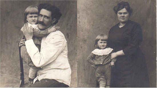 Слева: Ошеров Соломон с сыном Самуилом (1914 г.); справа: Ида Рувимовна Белодубровская с сыном (1914 г.)